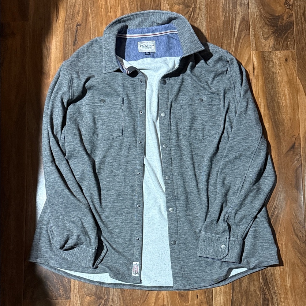 Gray Button-Up Men's shacket